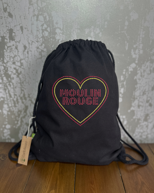 Moulin Rouge inspired heart design cotton drawstring Bag